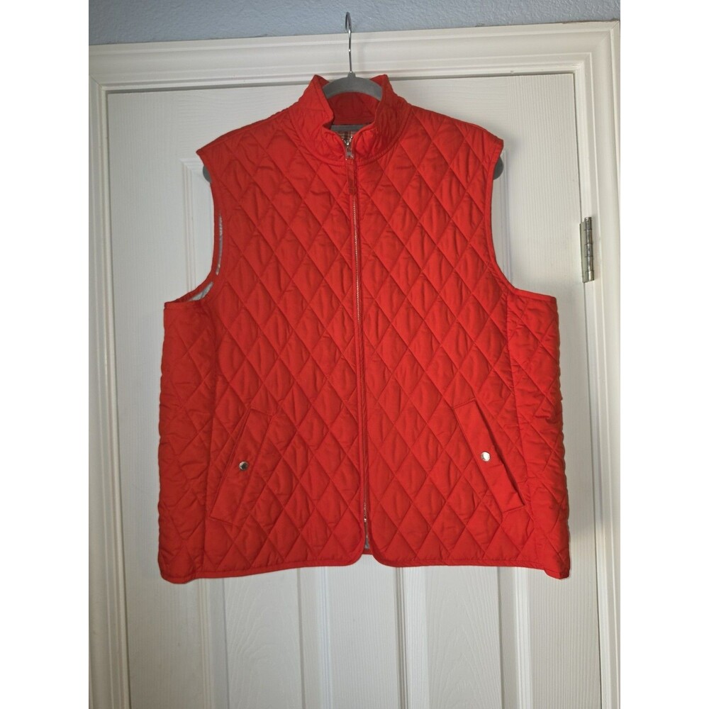 Lands End Women’s Lt Weight Orange Quilted Vest Size XL Fall Autumn